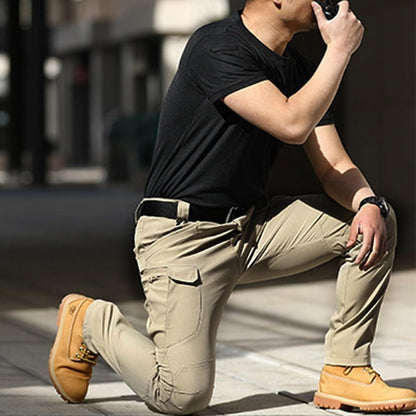 Men Tactical Pants Baggy Outdoor Waterproof Hiking Work Pants Water Resistant Multi Pockets Wild Cargo Pants