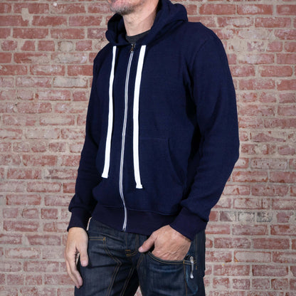 BNAGEROW - Lndigo Dyed Thermal Zip Hoodie