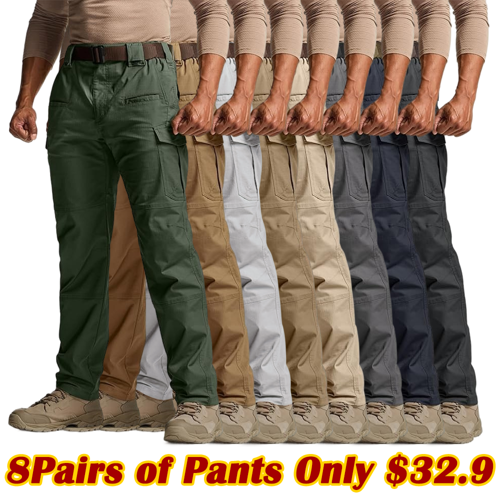 Men's Flex Stretch Tactical Pants, Water Resistant Ripstop Cargo Pants