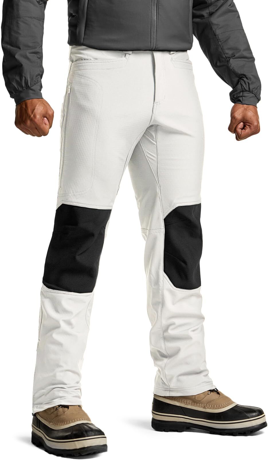 Men's Winter Waterproof Tactical Pants, Softshell Fleece Lined Snow Ski Cargo Pants