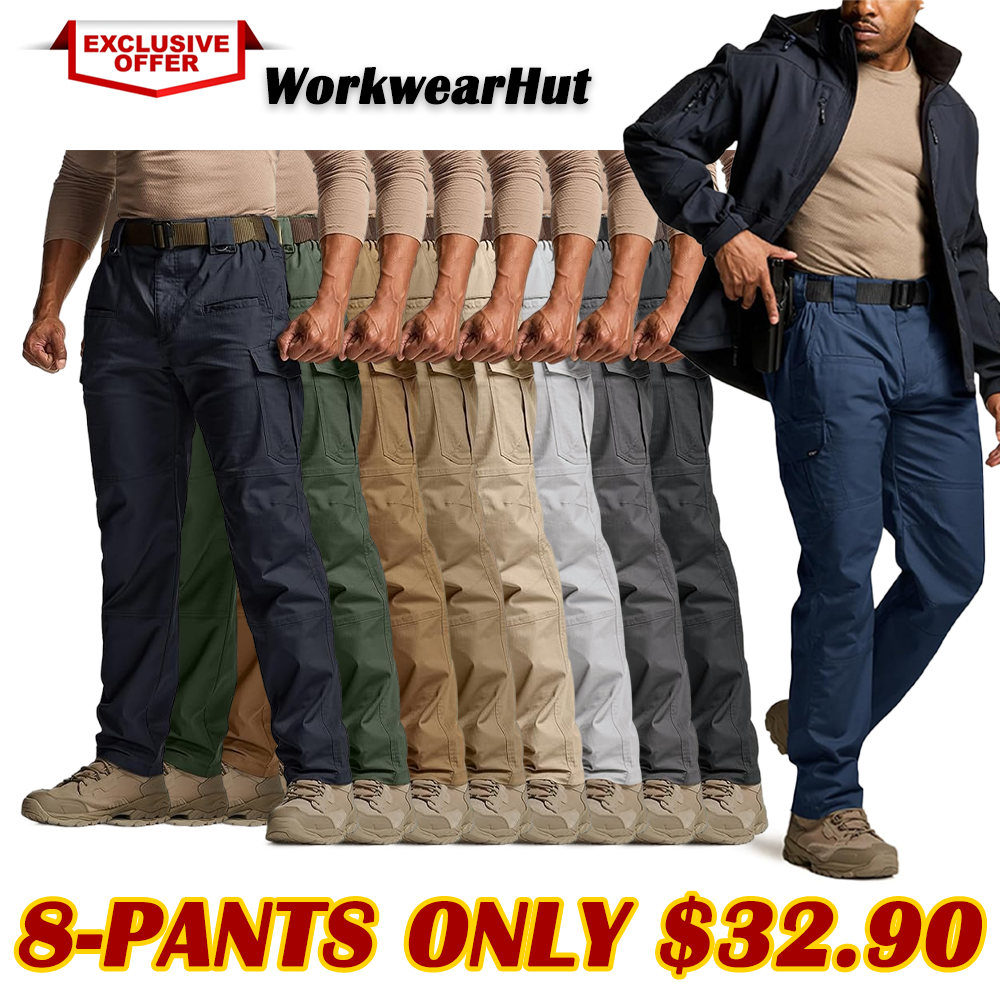 Men's Flex Stretch Tactical Pants, Water Resistant Ripstop Cargo Pants