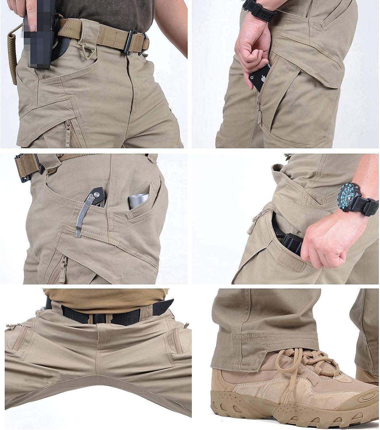 Men's Assault Tactical Pants Lightweight Cotton Outdoor Military Combat Cargo Trousers
