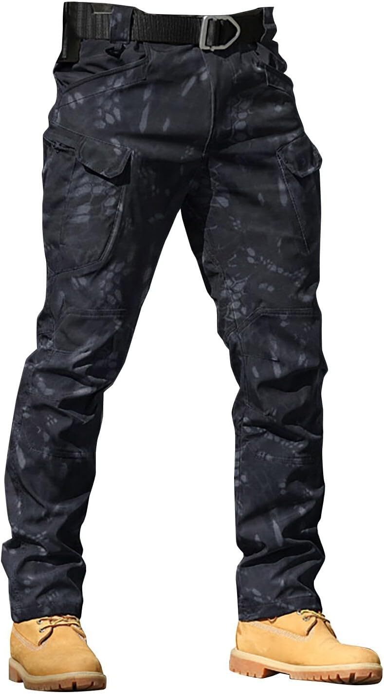 Men Tactical Pants Baggy Outdoor Waterproof Hiking Work Pants Water Resistant Multi Pockets Wild Cargo Pants