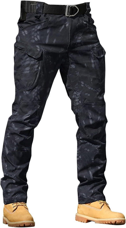 Men Tactical Pants Baggy Outdoor Waterproof Hiking Work Pants Water Resistant Multi Pockets Wild Cargo Pants