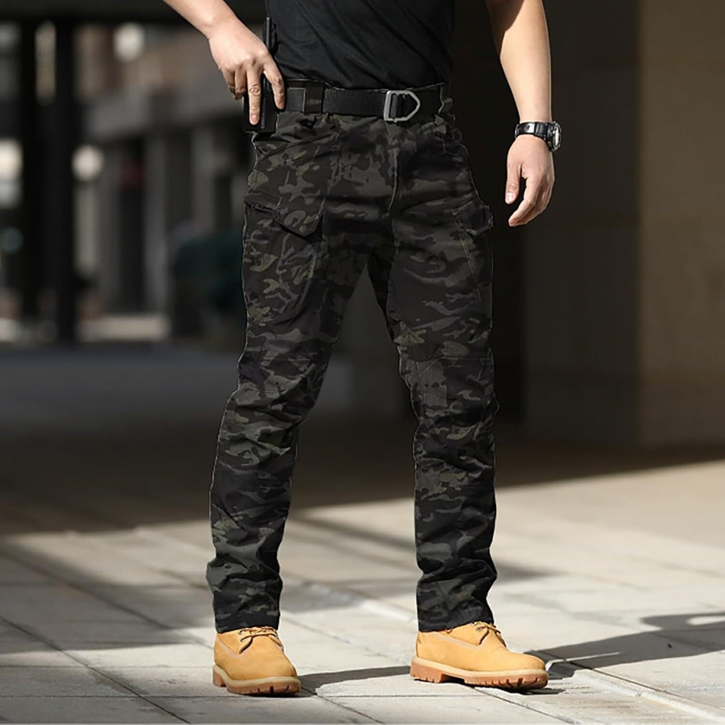 Men Tactical Pants Baggy Outdoor Waterproof Hiking Work Pants Water Resistant Multi Pockets Wild Cargo Pants