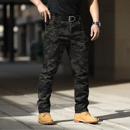 Men Tactical Pants Baggy Outdoor Waterproof Hiking Work Pants Water Resistant Multi Pockets Wild Cargo Pants