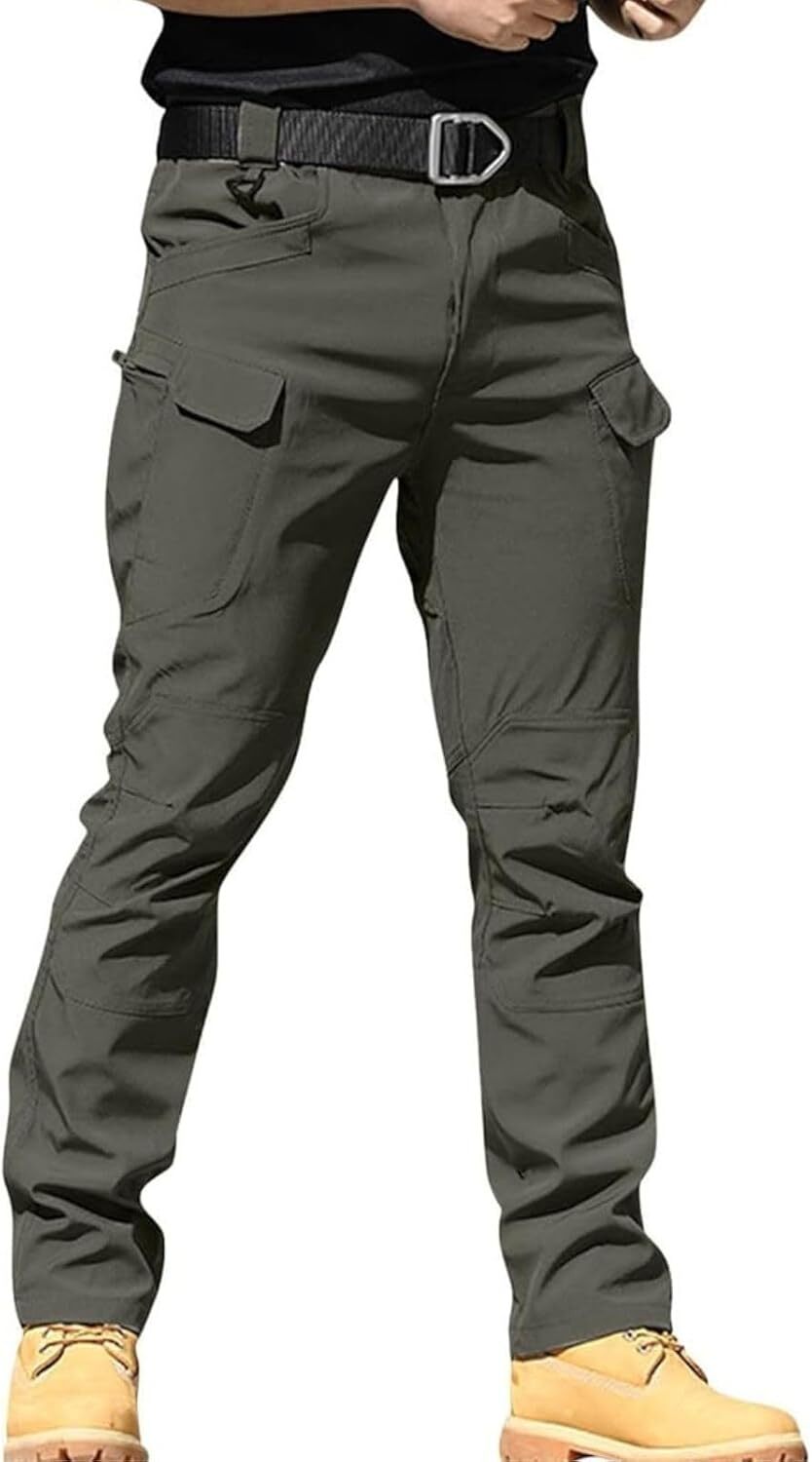 Men Tactical Pants Baggy Outdoor Waterproof Hiking Work Pants Water Resistant Multi Pockets Wild Cargo Pants
