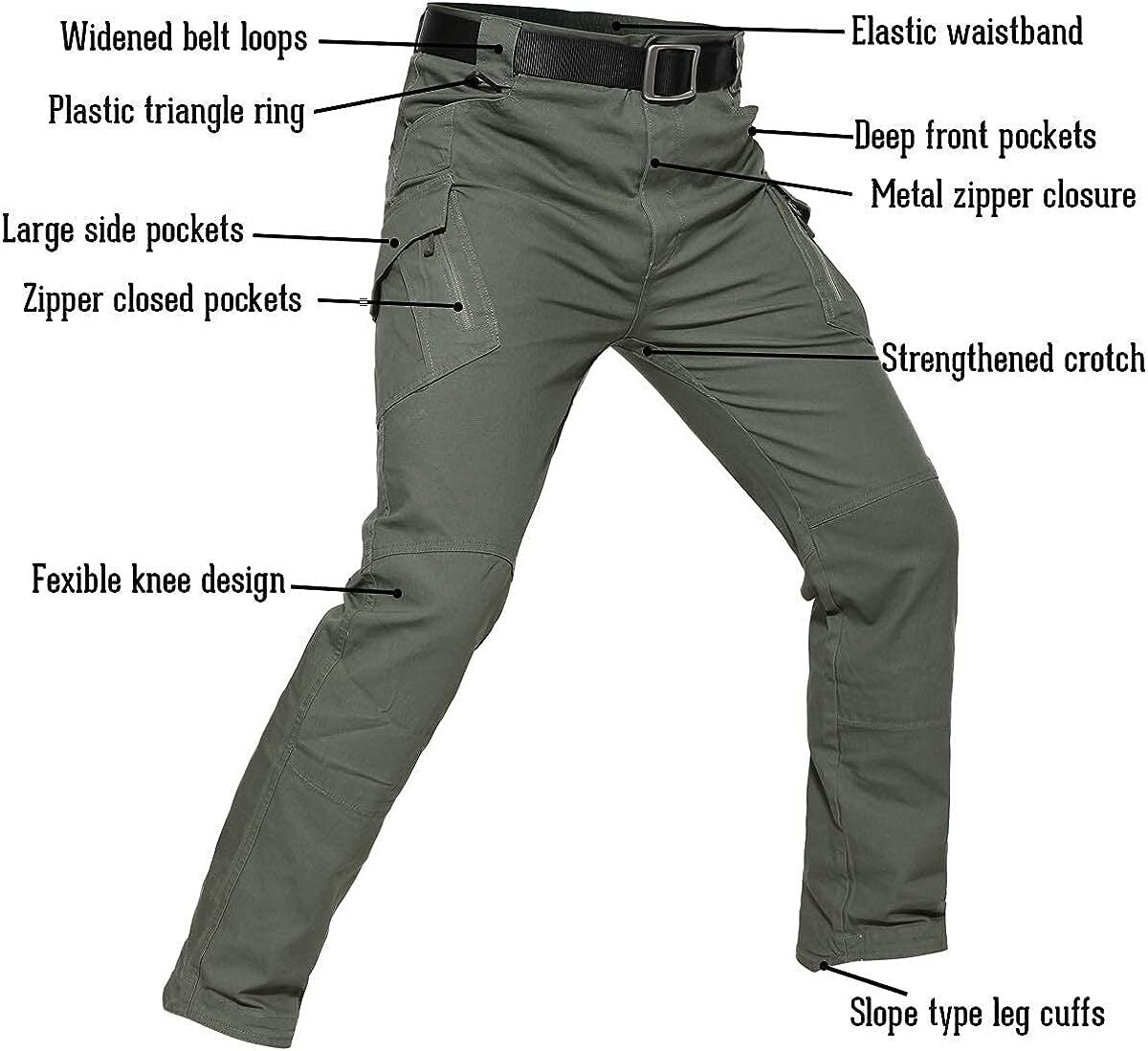 Men's Assault Tactical Pants Lightweight Cotton Outdoor Military Combat Cargo Trousers