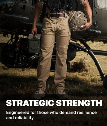 Men's Flex Stretch Tactical Pants, Water Resistant Ripstop Cargo Pants