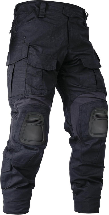 Men’s Tactical Pants with Knee Pads Camo Cargo Pants Waterproof Hiking Pants 10 Pockets No Belt