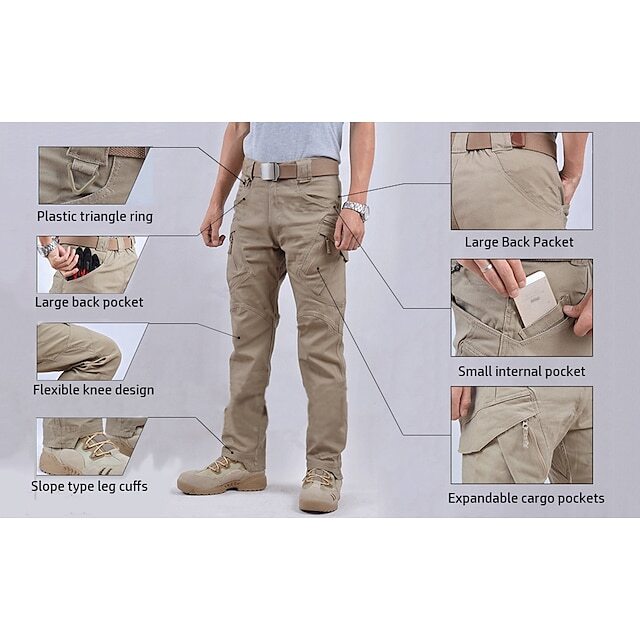 Men's Multi-Pocket Solid Color Cargo Pants