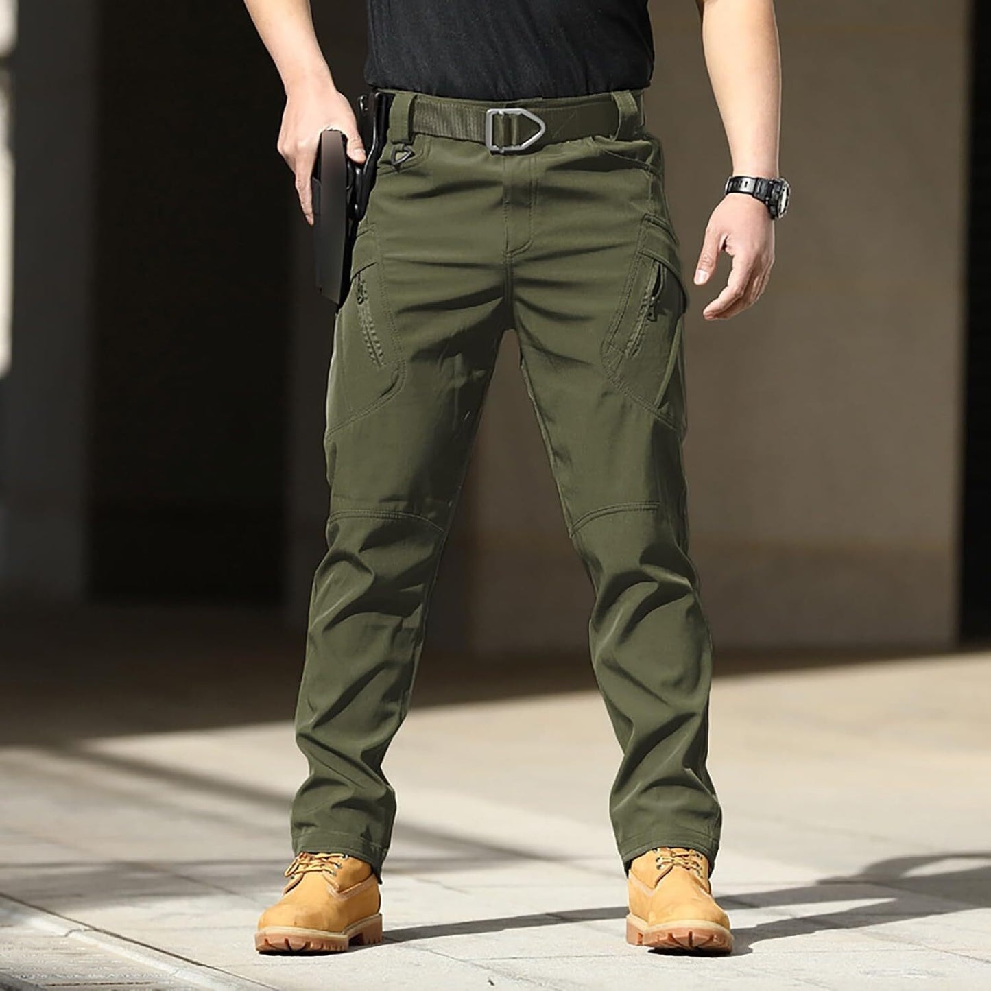 Men Tactical Pants Baggy Outdoor Waterproof Hiking Work Pants Water Resistant Multi Pockets Wild Cargo Pants