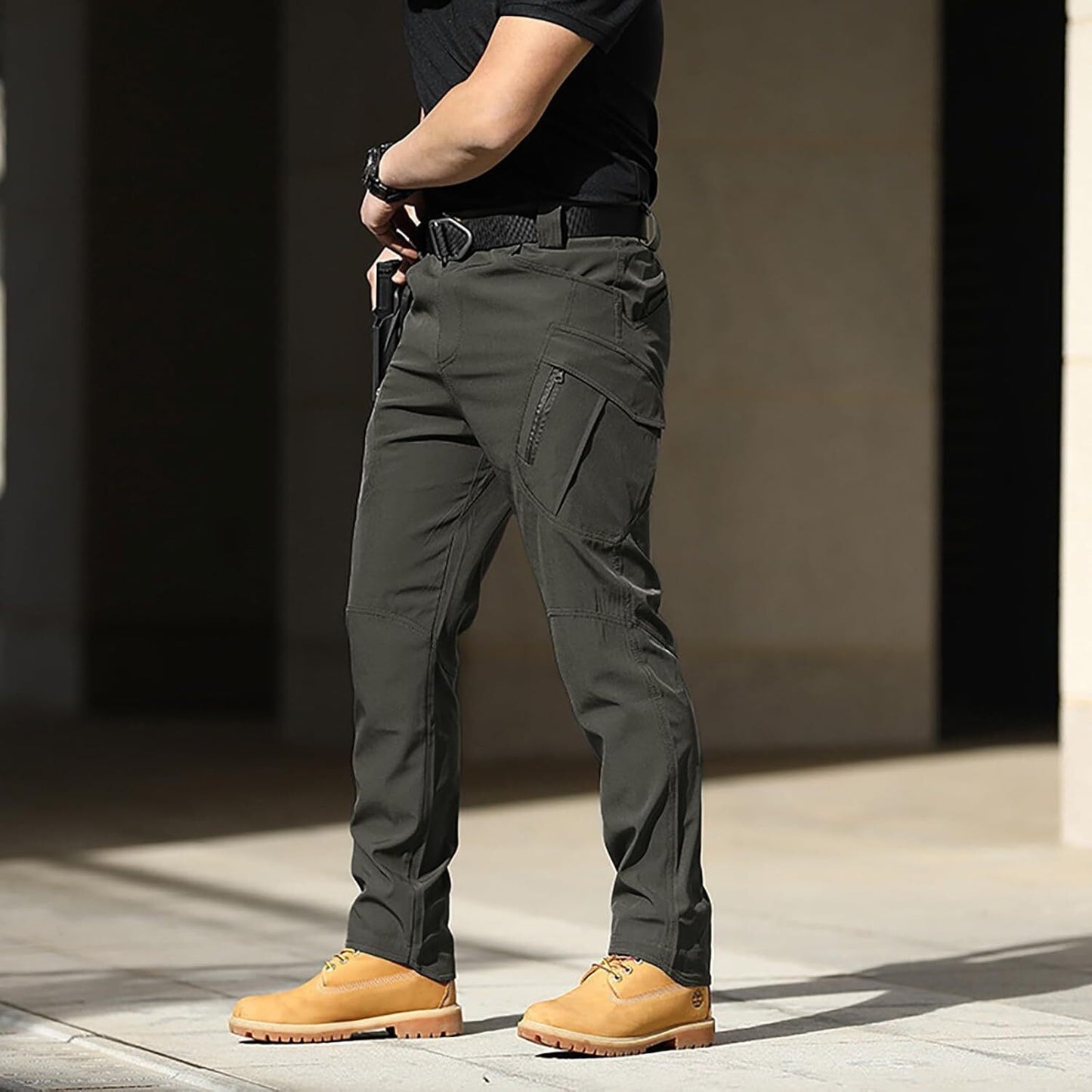 Men Tactical Pants Baggy Outdoor Waterproof Hiking Work Pants Water Resistant Multi Pockets Wild Cargo Pants