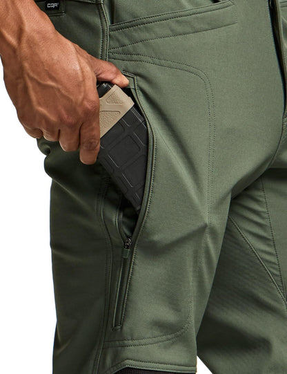 Men's Winter Waterproof Tactical Pants, Softshell Fleece Lined Snow Ski Cargo Pants