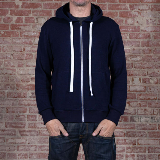 BNAGEROW - Lndigo Dyed Thermal Zip Hoodie