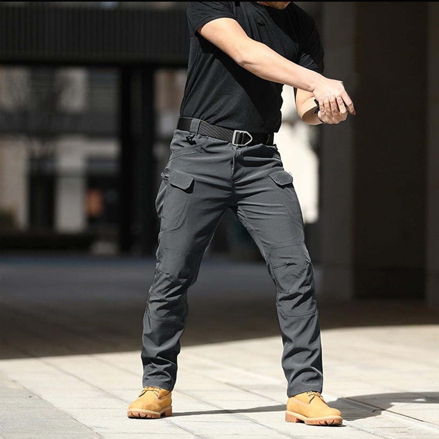 Men Tactical Pants Baggy Outdoor Waterproof Hiking Work Pants Water Resistant Multi Pockets Wild Cargo Pants