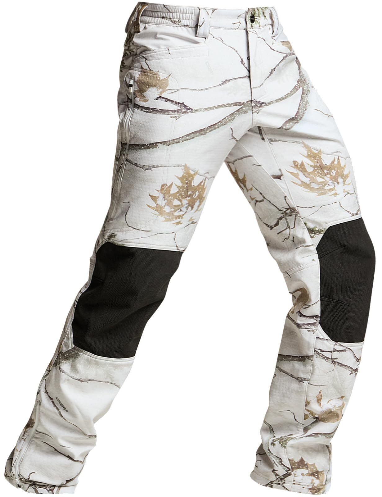Men's Winter Waterproof Tactical Pants, Softshell Fleece Lined Snow Ski Cargo Pants