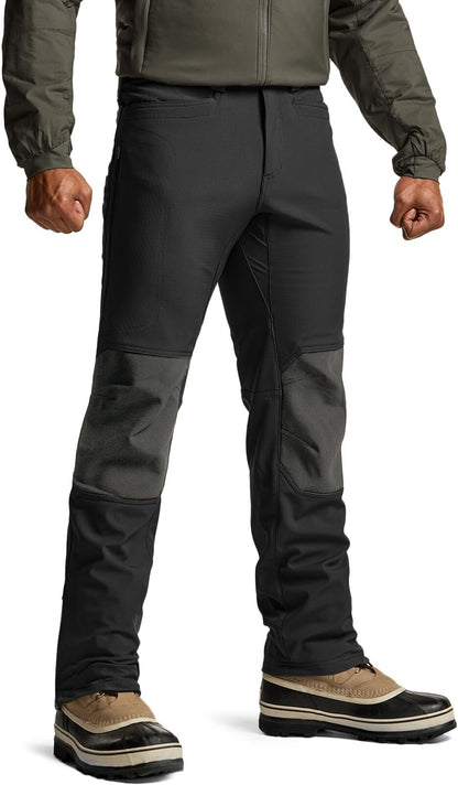 Men's Winter Waterproof Tactical Pants, Softshell Fleece Lined Snow Ski Cargo Pants