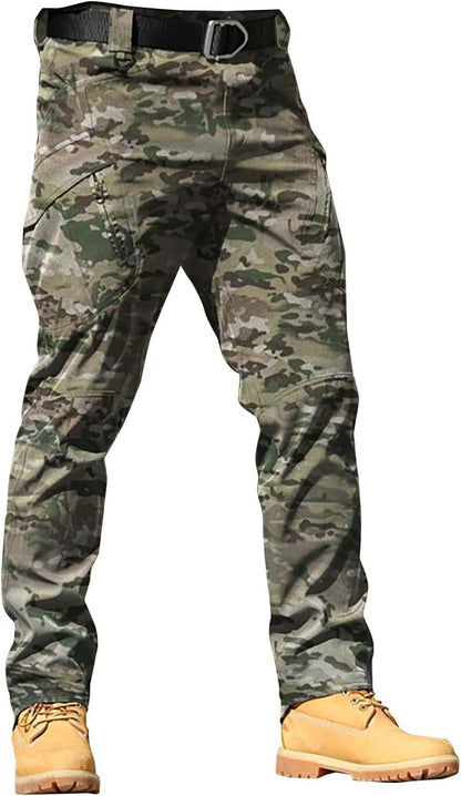 Men Tactical Pants Baggy Outdoor Waterproof Hiking Work Pants Water Resistant Multi Pockets Wild Cargo Pants