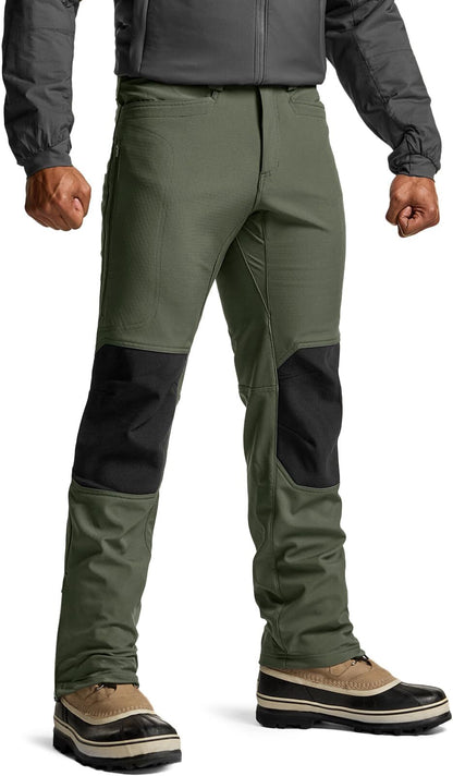 Men's Winter Waterproof Tactical Pants, Softshell Fleece Lined Snow Ski Cargo Pants