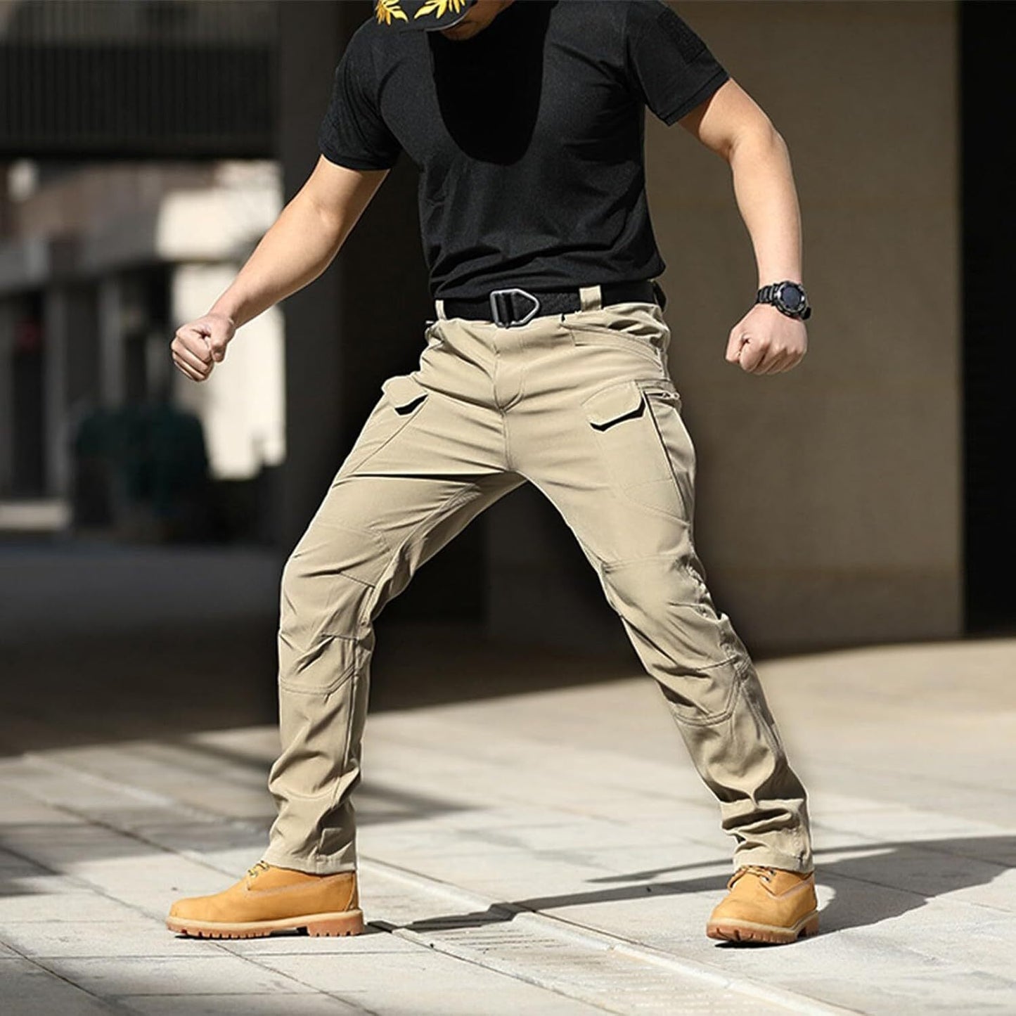 Men Tactical Pants Baggy Outdoor Waterproof Hiking Work Pants Water Resistant Multi Pockets Wild Cargo Pants