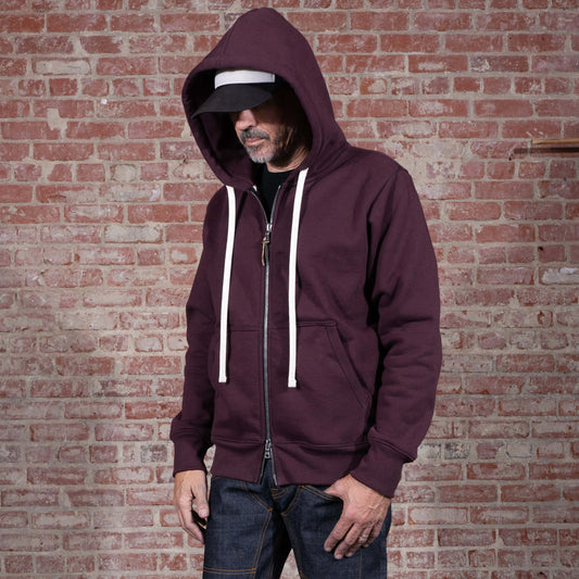 BNAGEROW - TWO WAY ZIP HOODIE - Oxblood