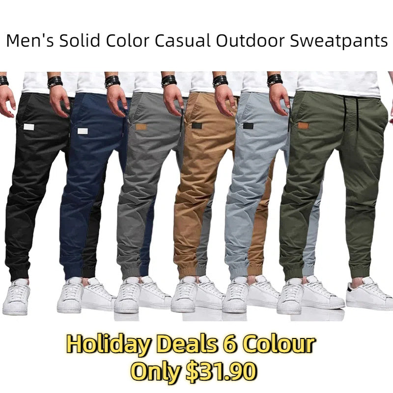 Men's Solid Color Casual Outdoor Sweatpants With Pocket and Drawstring
