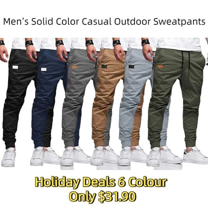 Men's Solid Color Casual Outdoor Sweatpants With Pocket and Drawstring