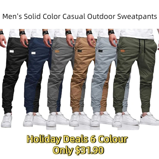Men's Solid Color Casual Outdoor Sweatpants With Pocket and Drawstring