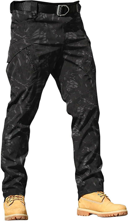 Men Tactical Pants Baggy Outdoor Waterproof Hiking Work Pants Water Resistant Multi Pockets Wild Cargo Pants