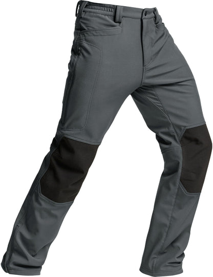 Men's Winter Waterproof Tactical Pants, Softshell Fleece Lined Snow Ski Cargo Pants