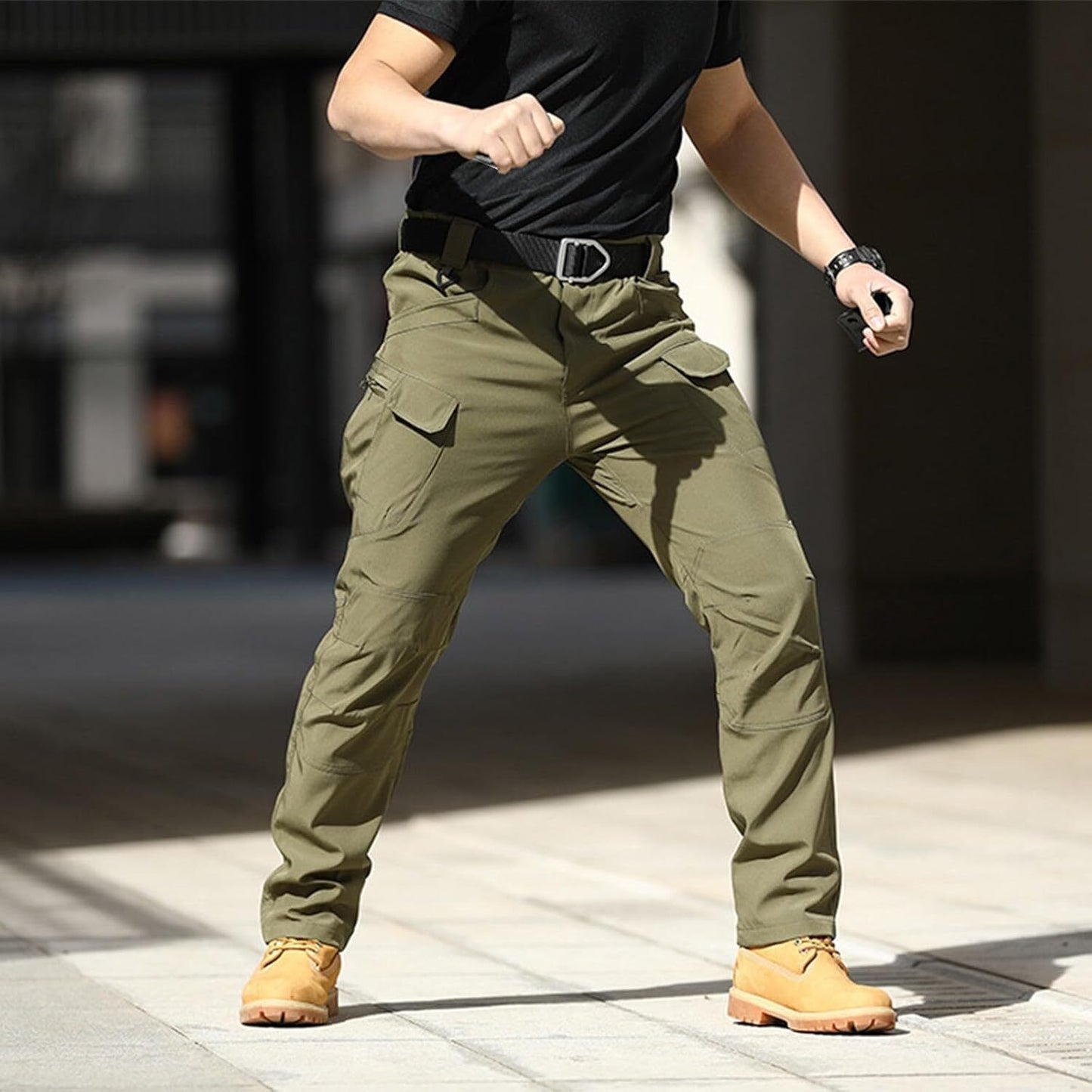 Men Tactical Pants Baggy Outdoor Waterproof Hiking Work Pants Water Resistant Multi Pockets Wild Cargo Pants