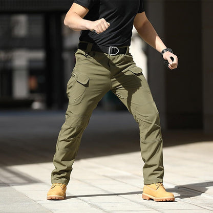 Men Tactical Pants Baggy Outdoor Waterproof Hiking Work Pants Water Resistant Multi Pockets Wild Cargo Pants