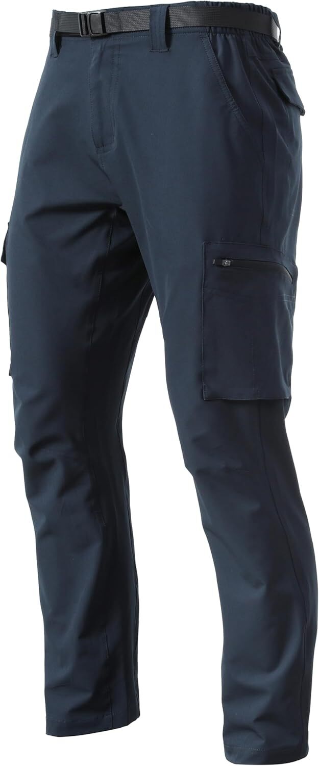 Men's Lightweight Cargo Pants Waterproof Quick Dry Tactical Pants Outdoor Hiking Pants with Belt
