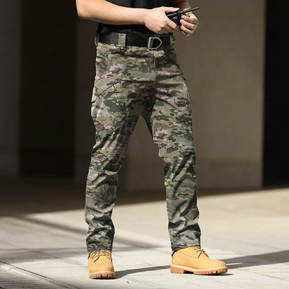 Men Tactical Pants Baggy Outdoor Waterproof Hiking Work Pants Water Resistant Multi Pockets Wild Cargo Pants
