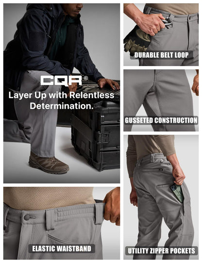 Men's Winter Waterproof Tactical Pants, Softshell Fleece Lined Snow Ski Cargo Pants