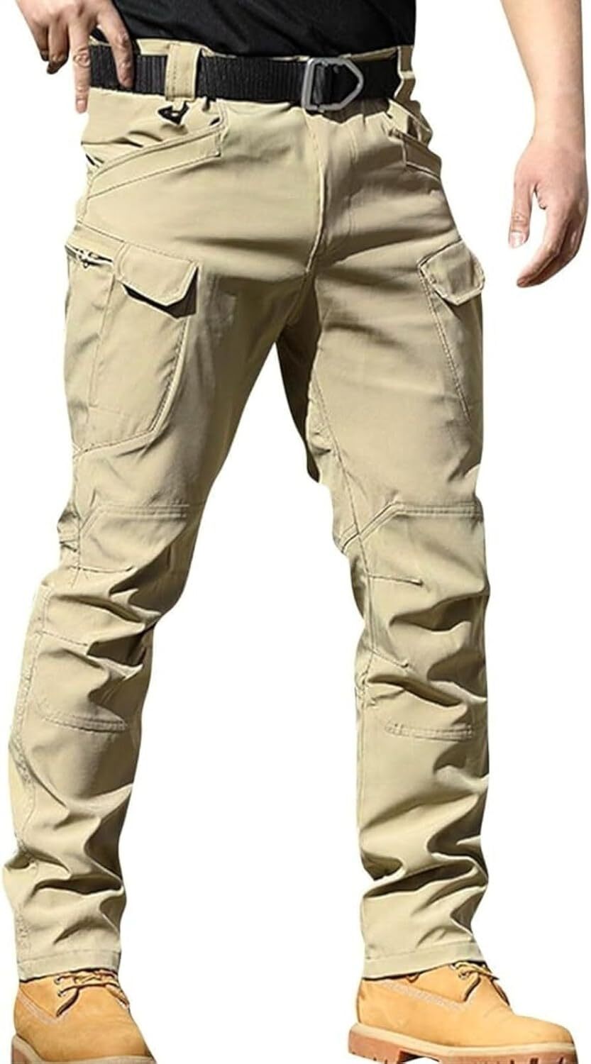 Men Tactical Pants Baggy Outdoor Waterproof Hiking Work Pants Water Resistant Multi Pockets Wild Cargo Pants