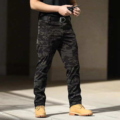 Men Tactical Pants Baggy Outdoor Waterproof Hiking Work Pants Water Resistant Multi Pockets Wild Cargo Pants
