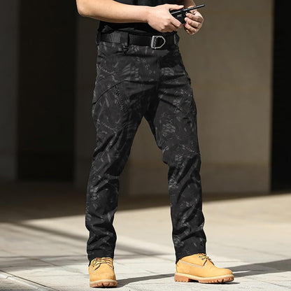 Men Tactical Pants Baggy Outdoor Waterproof Hiking Work Pants Water Resistant Multi Pockets Wild Cargo Pants