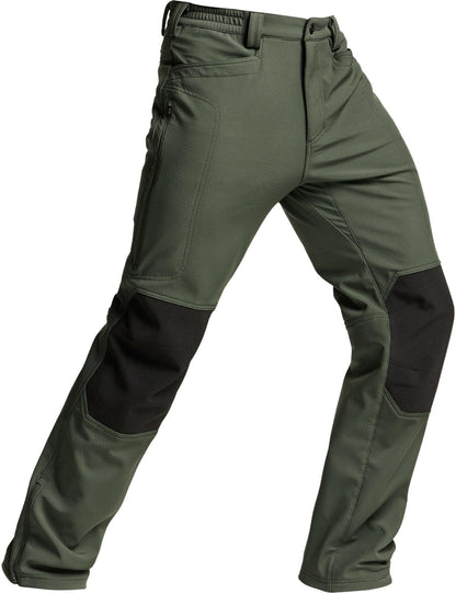 Men's Winter Waterproof Tactical Pants, Softshell Fleece Lined Snow Ski Cargo Pants
