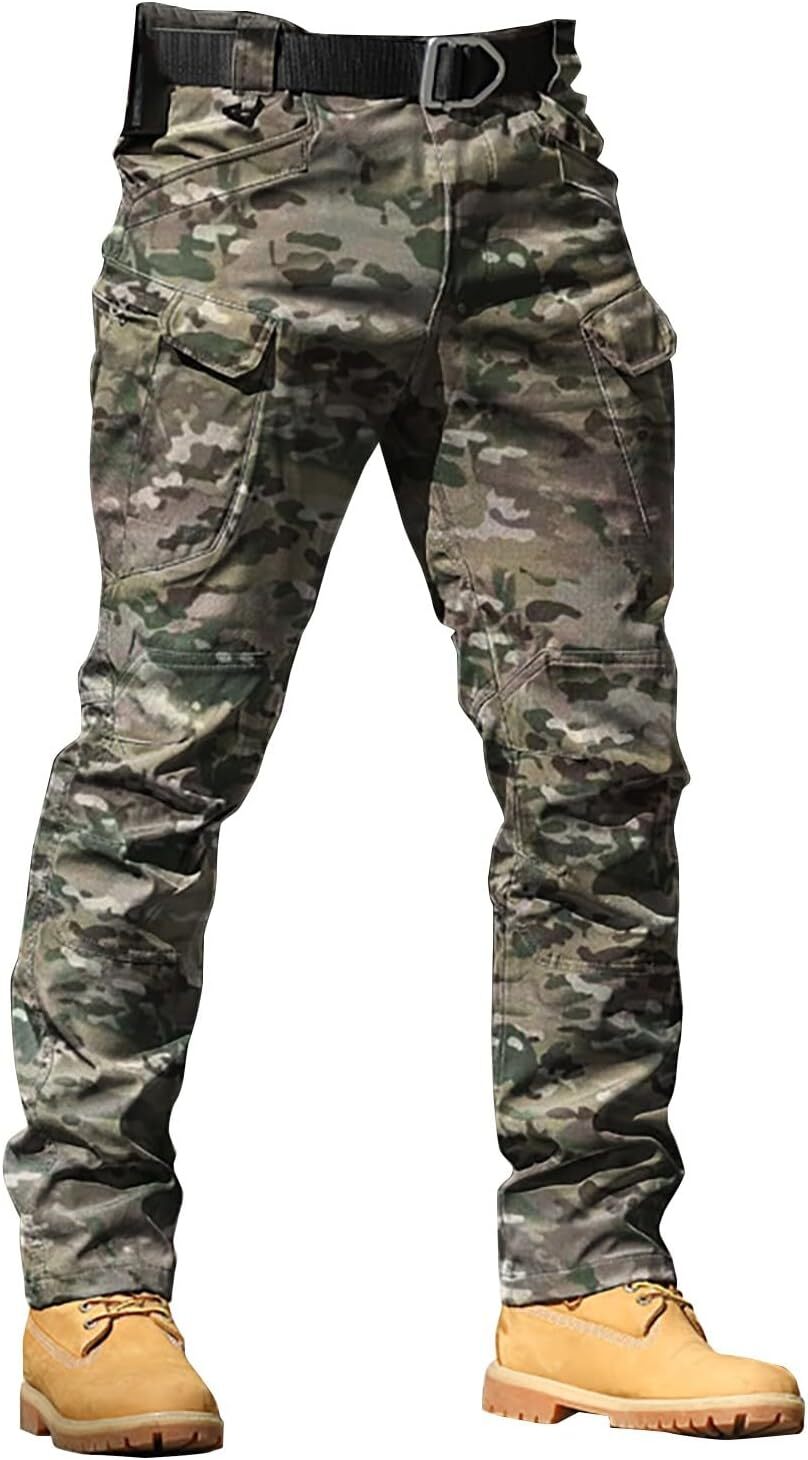Men Tactical Pants Baggy Outdoor Waterproof Hiking Work Pants Water Resistant Multi Pockets Wild Cargo Pants