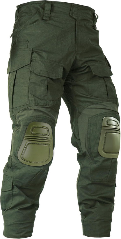 Men’s Tactical Pants with Knee Pads Camo Cargo Pants Waterproof Hiking Pants 10 Pockets No Belt