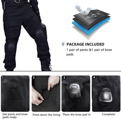 Men’s Tactical Pants with Knee Pads Camo Cargo Pants Waterproof Hiking Pants 10 Pockets No Belt