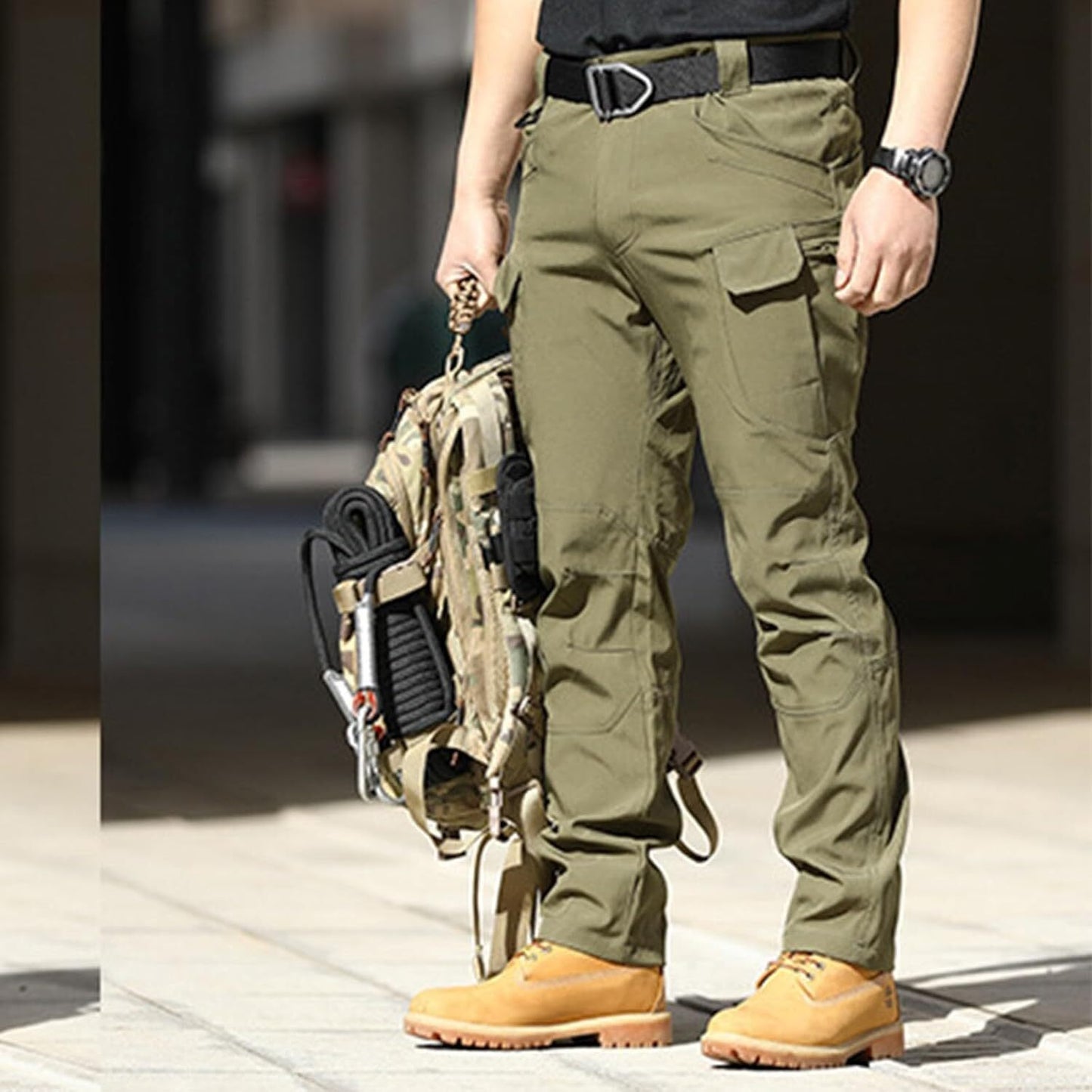 Men Tactical Pants Baggy Outdoor Waterproof Hiking Work Pants Water Resistant Multi Pockets Wild Cargo Pants