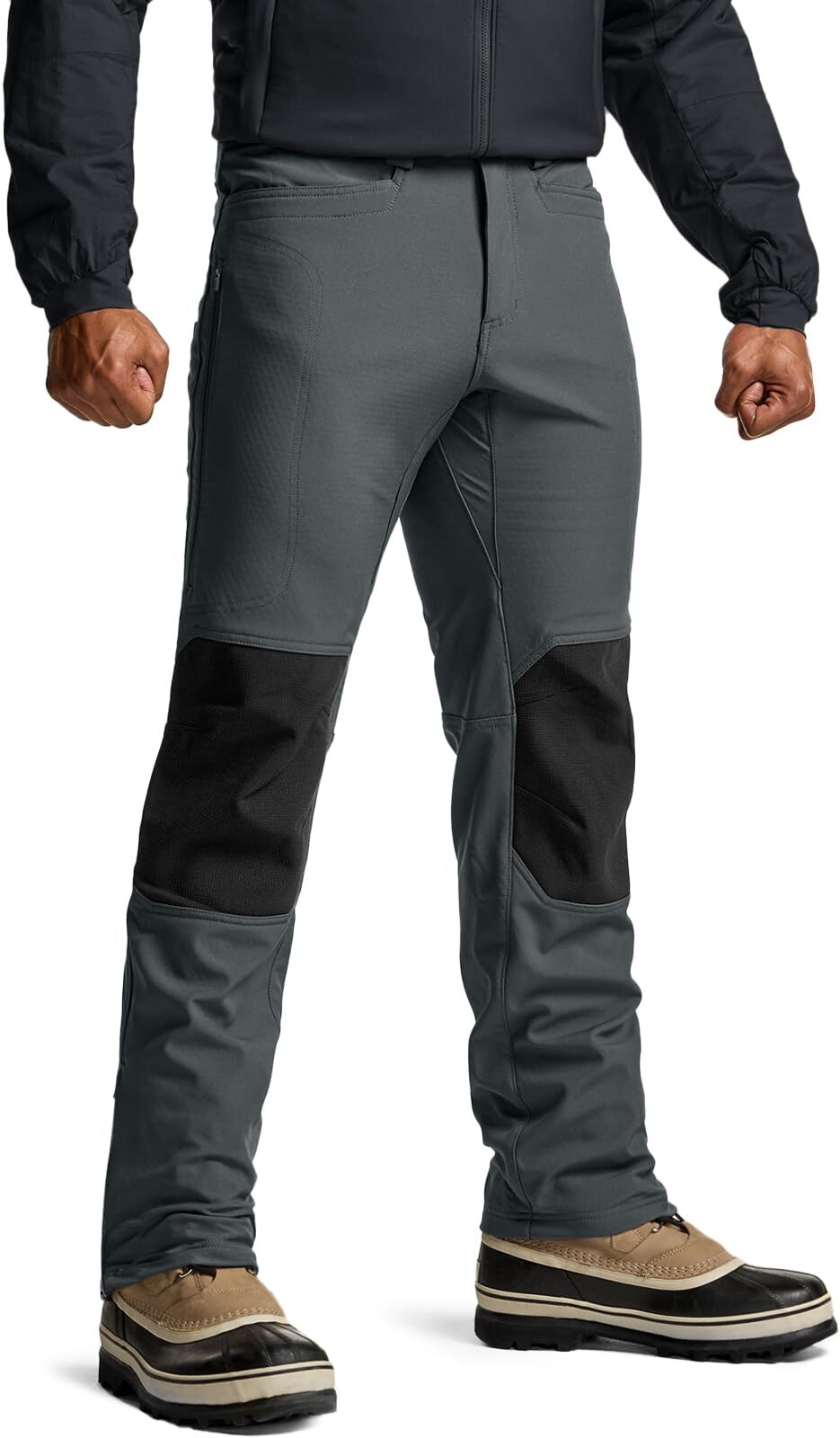 Men's Winter Waterproof Tactical Pants, Softshell Fleece Lined Snow Ski Cargo Pants