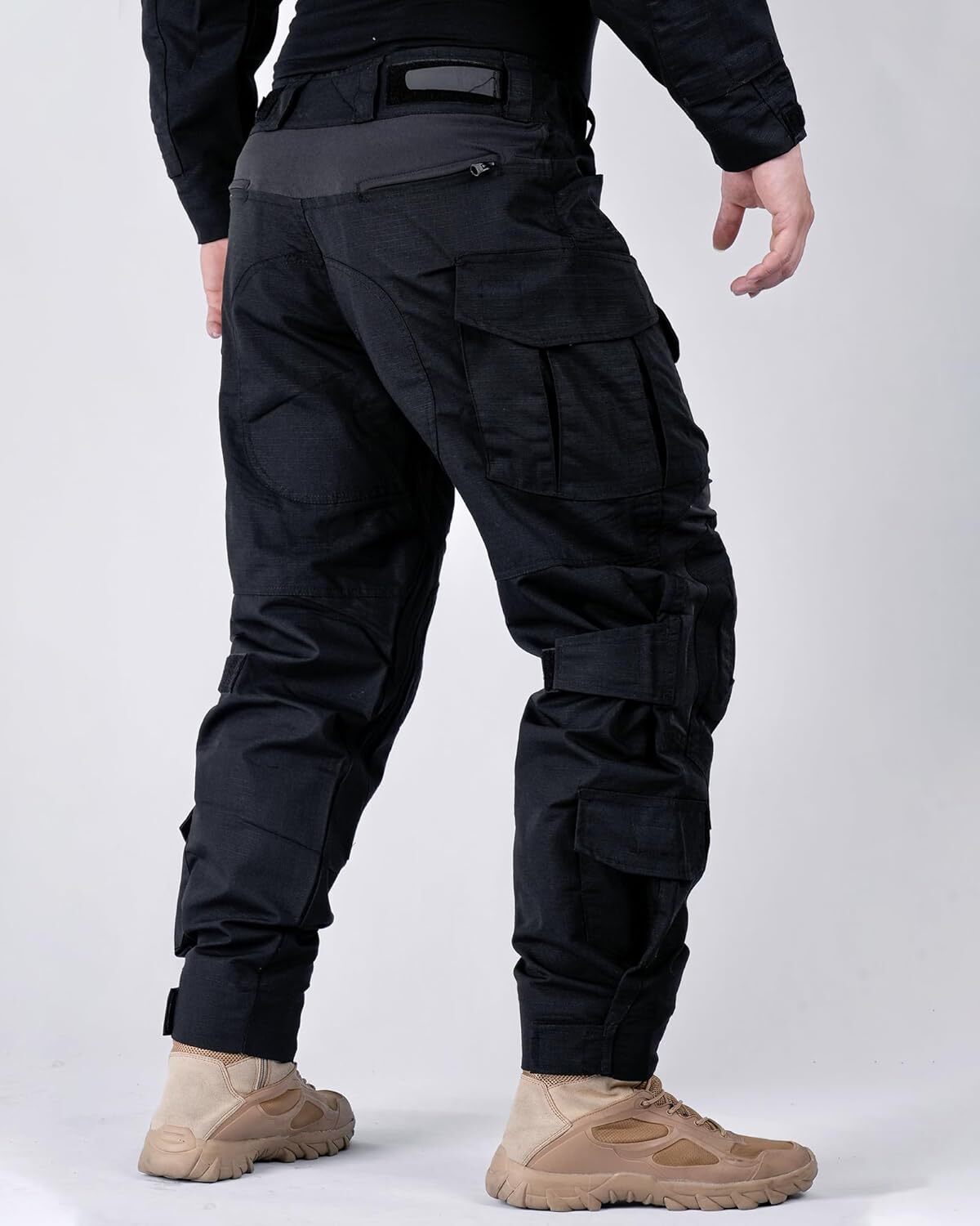 Men’s Tactical Pants with Knee Pads Camo Cargo Pants Waterproof Hiking Pants 10 Pockets No Belt