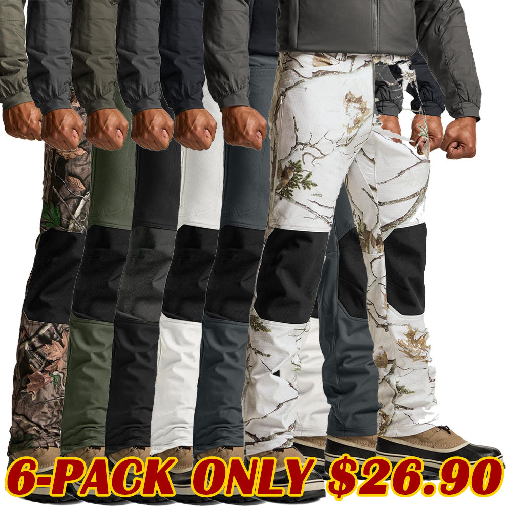 Men's Winter Waterproof Tactical Pants, Softshell Fleece Lined Snow Ski Cargo Pants