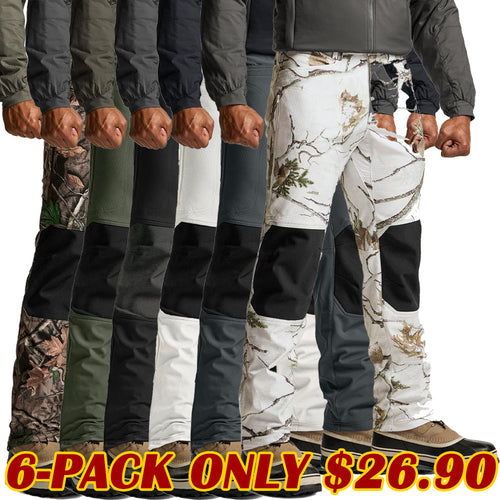 Men's Winter Waterproof Tactical Pants, Softshell Fleece Lined Snow Ski Cargo Pants