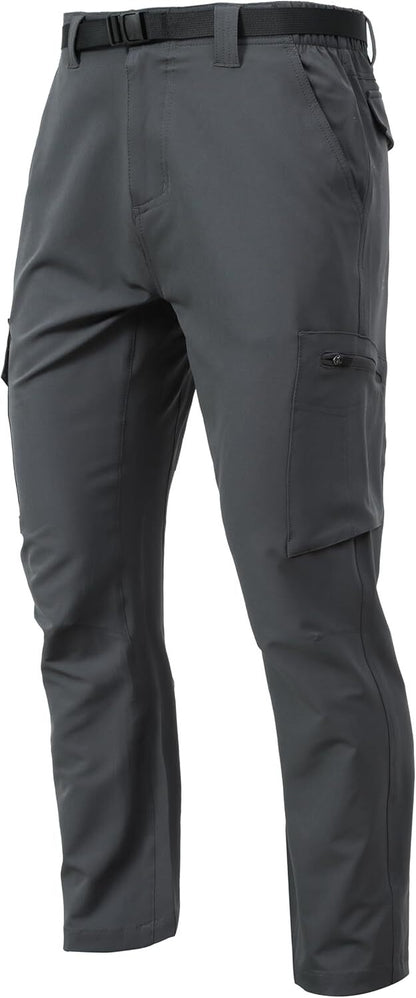 Men's Lightweight Cargo Pants Waterproof Quick Dry Tactical Pants Outdoor Hiking Pants with Belt