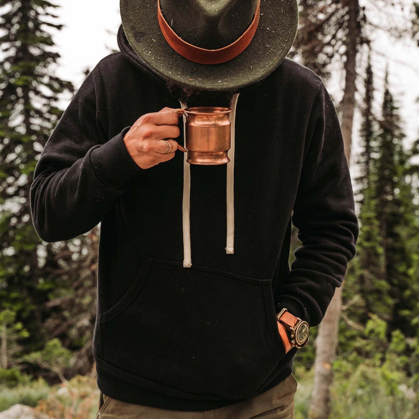 BNAGEROW - Heavyweight Black Fleece Pullover Hoodie